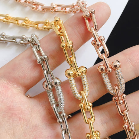 Punk Style Thick Chain U-shaped Bamboo Joint Diamond Bracelet - Dazpy