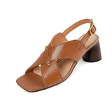 Elegant Leather High Heel Sandals for Women