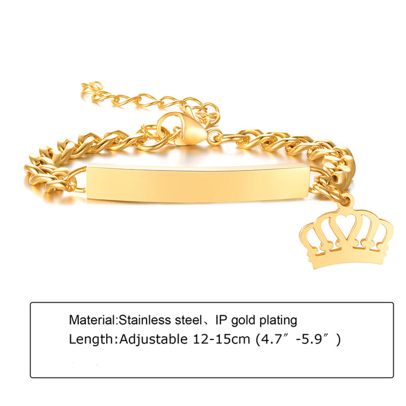 Personalized Name Pattern Laser Curved Crown Bracelet - Dazpy