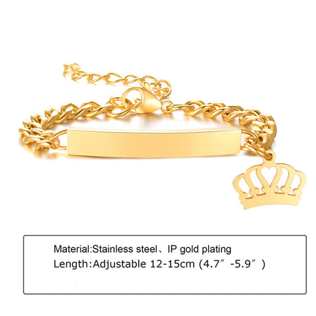 Personalized Name Pattern Laser Curved Crown Bracelet - Dazpy