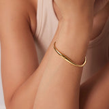 Irregular Gold-Plated Stainless Steel Bangle Bracelet