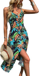 Vestido midi de tirantes con cuello en V para mujer