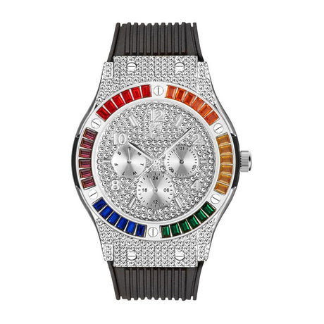 Rainbow Square Diamond Silicone Tape Waterproof Men's Watch - Dazpy