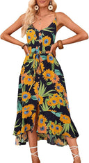 Vestido midi de tirantes con cuello en V para mujer