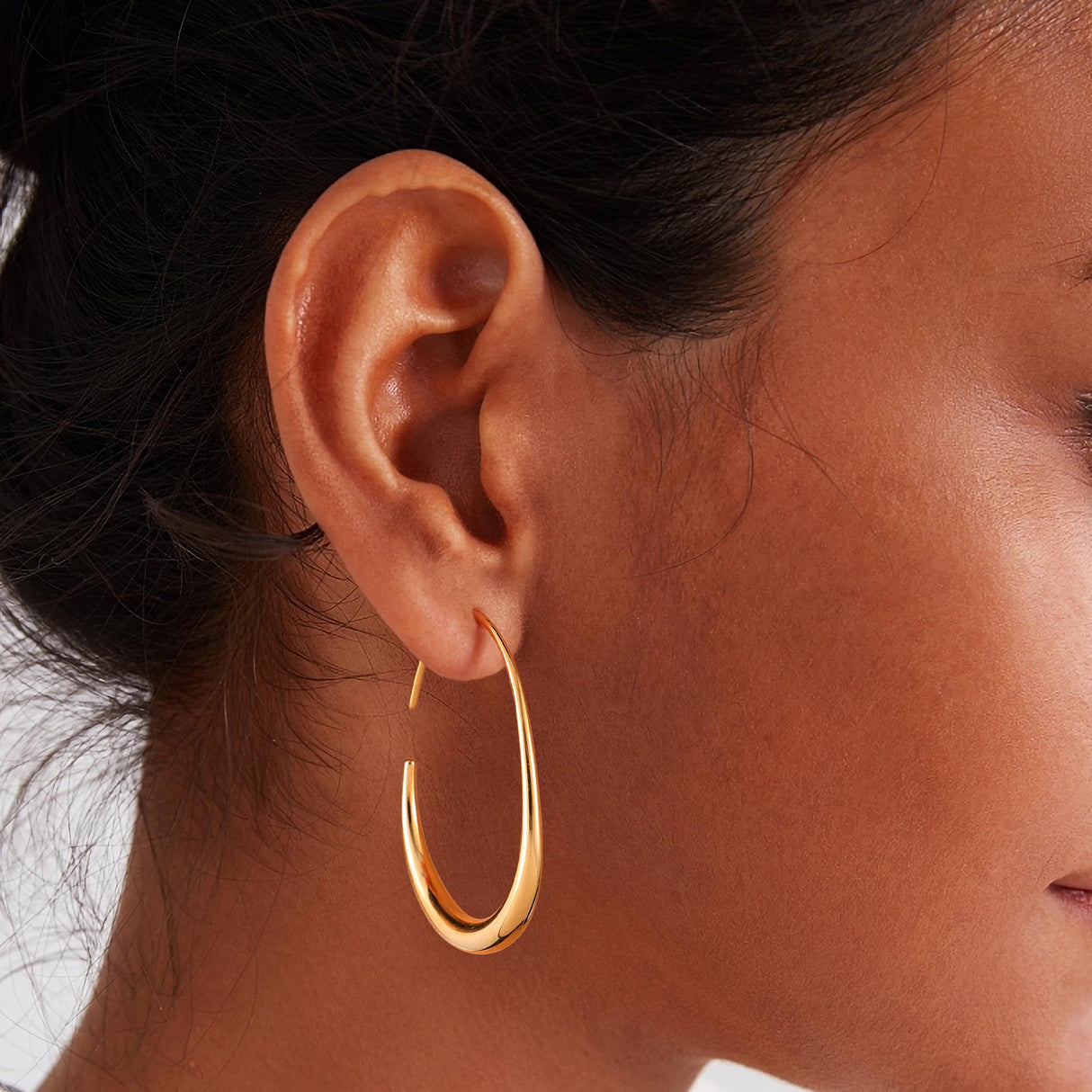 14K Gold Plated Teardrop Hoop Earrings