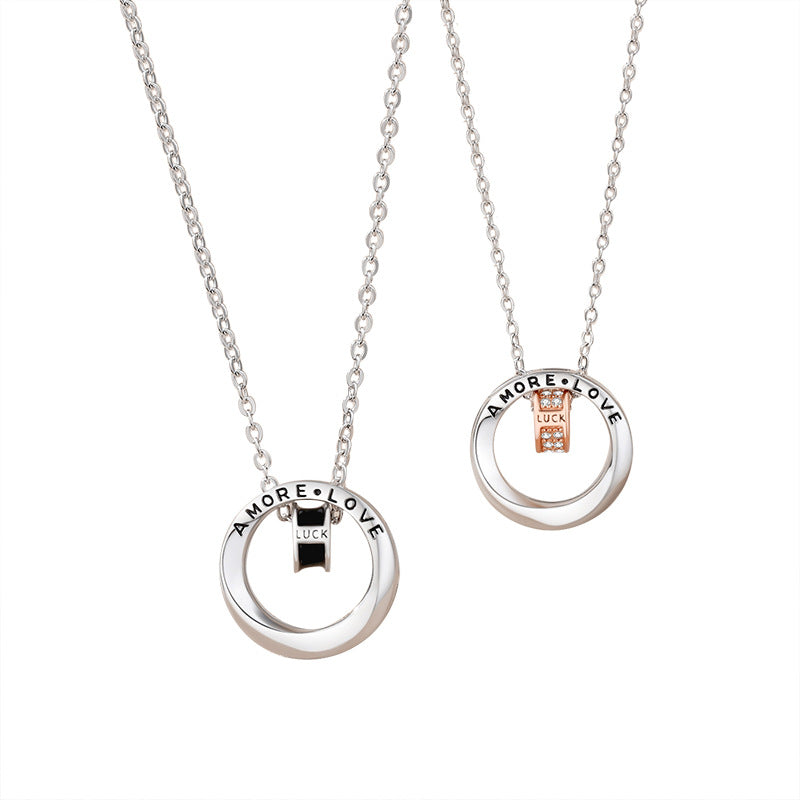 Double Ring Moby Couple Necklace Male And Female Pair - Dazpy