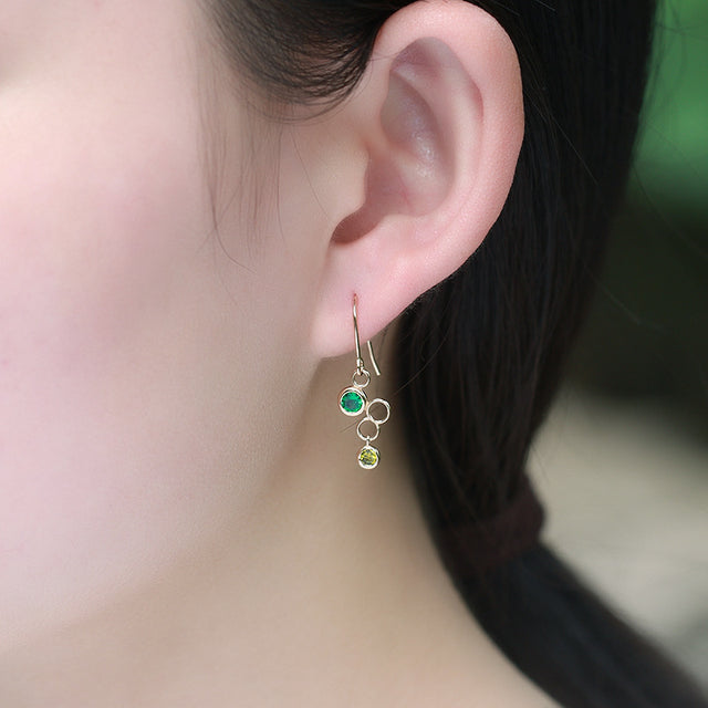 Women's Sterling Silver Green Bubble Earrings - Dazpy