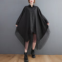 Cotton Layered-Look Swing Midi Shirt Dress