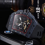 Knife Hollow Carbon Brazed Silicone Band Quartz Men's Watch - Dazpy