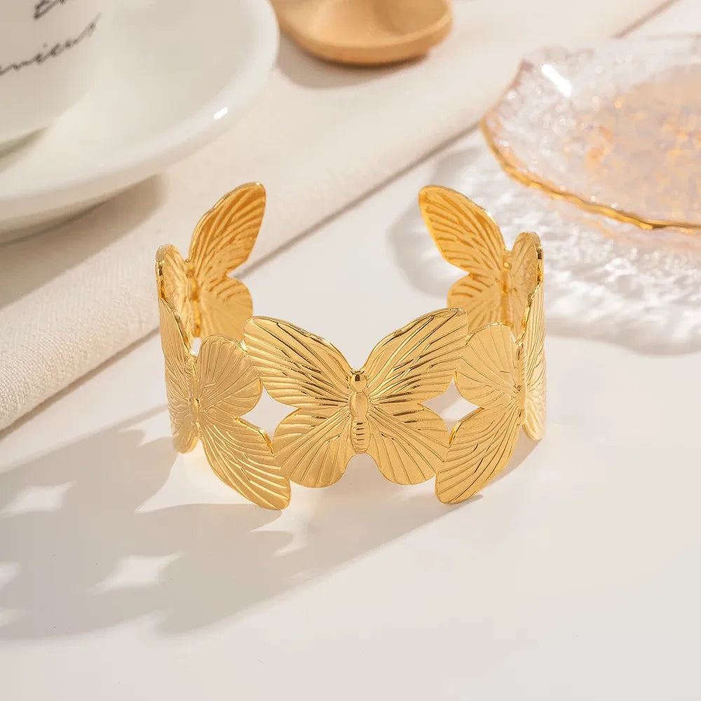 Gold Plated Stainless Steel Butterfly Bracelet