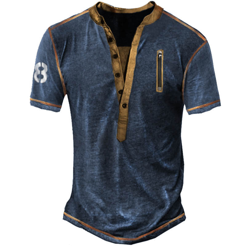 Men's Outdoor Tactics Zipper Short Sleeve T-shirt