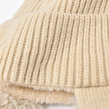 Women's Faux Fur Knitted Beanie with Adjustable Earflaps and Pompom