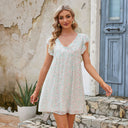 Vestido corto acampanado con estampado floral y mangas con volantes para mujer