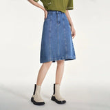 Women's Blue Denim A-Line Skirt