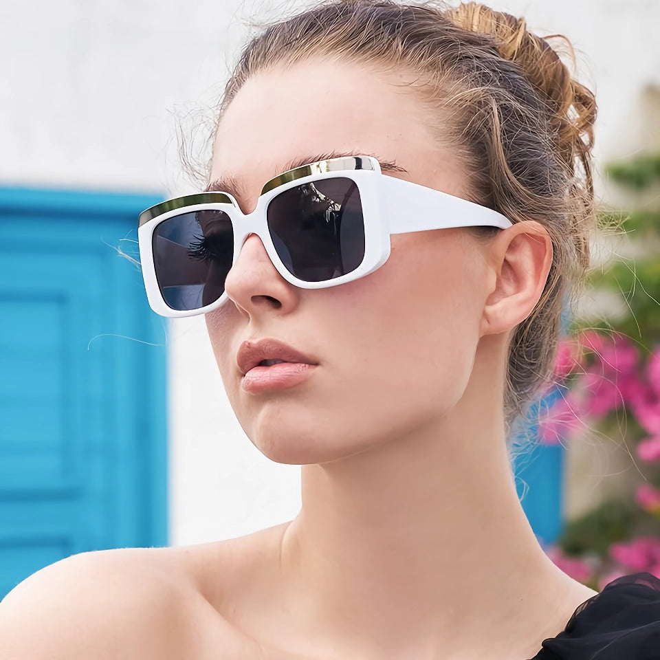 Luxuriöse, übergroße, quadratische Sonnenbrille mit UV400-Schutz