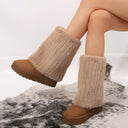 Botas planas de invierno de PU de corte medio para mujer