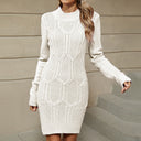 Women's Beaded Long-Sleeve Acrylic Sweater Dress