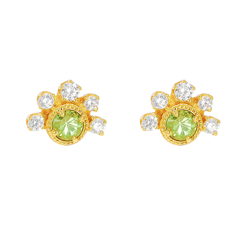 S925 Silver Plated 14K Gold Olivine Earrings - Dazpy