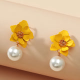 Yellow/White Flower Drop Earrings