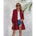 Vestido camisero de cuadros con mangas abullonadas y niveles para mujer
