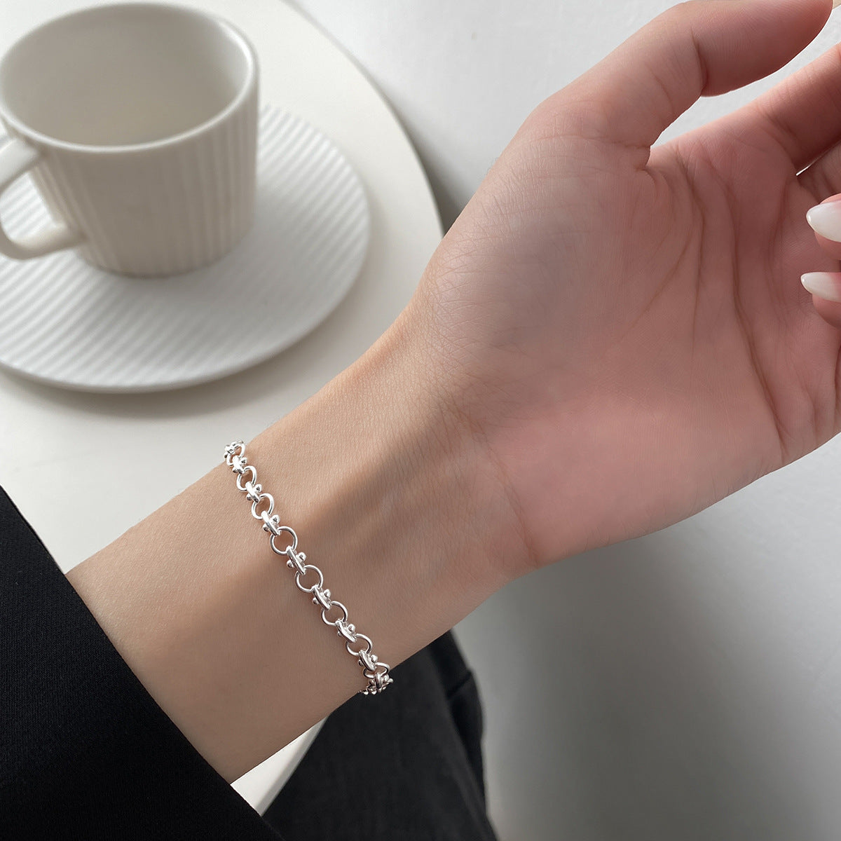 S925 Sterling Silver Division Round Bracelet - Dazpy