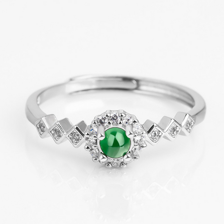 Emerald Green Ice Jade Ring Fashion Men's Ring Women's Adjustable - Dazpy