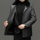 Men's Detachable Mink Cashmere Lining Lapel Leather Jacket