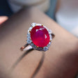 925 Silver Women's Newly Burnt Ruby Women's Ring - Dazpy