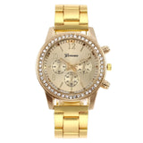 Reloj de cuarzo de lujo para mujer en oro rosa y diamantes