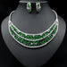 Oversized Bridal Emerald Earrings Necklace Set - Dazpy