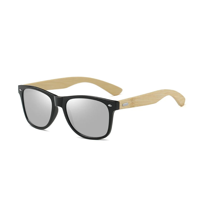 Quadratische Sonnenbrille im Vintage-Stil aus Bambusholz