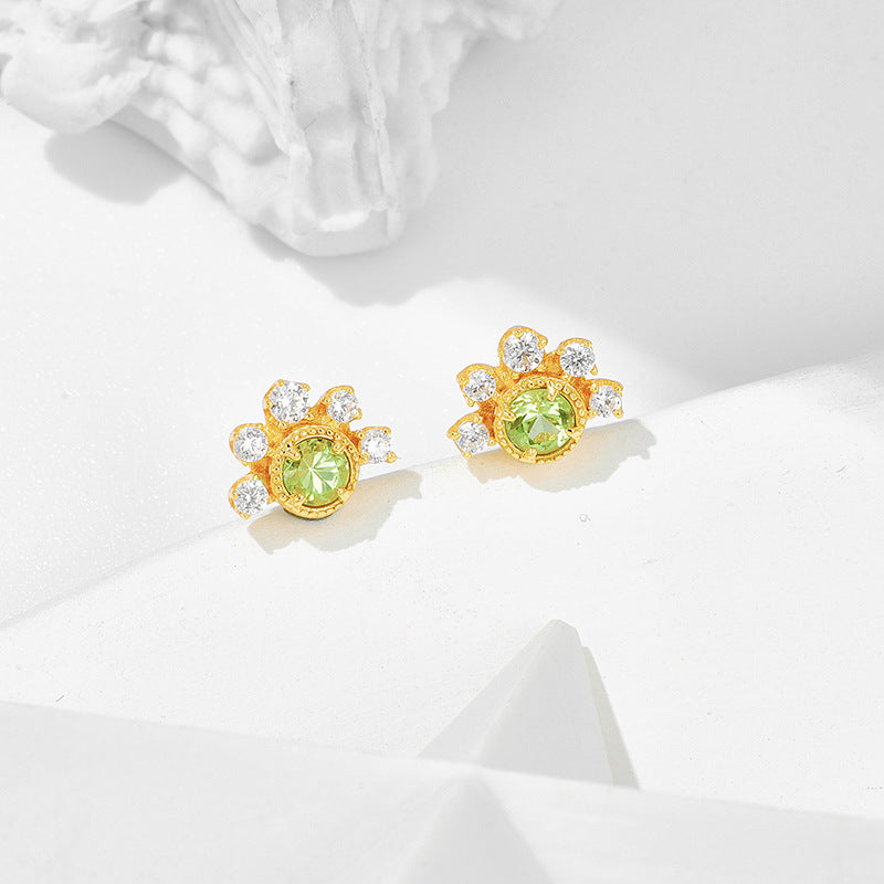 S925 Silver Plated 14K Gold Olivine Earrings - Dazpy