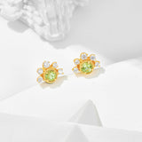 S925 Silver Plated 14K Gold Olivine Earrings - Dazpy