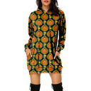 Vestido tipo suéter con capucha y estampado de Halloween para mujer