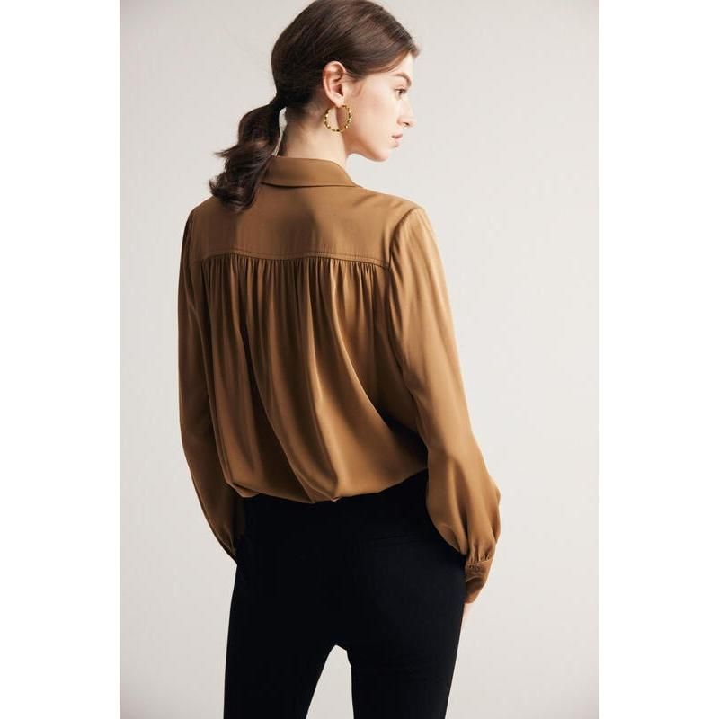 Elegante Langarm-Seidenbluse für Damen