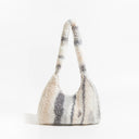 Trendy Striped Faux Fur Underarm Hobo Bag