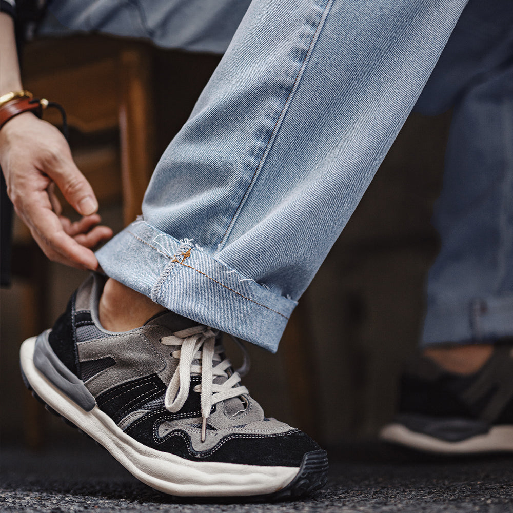 Pantalones vaqueros de mezclilla azul claro para hombre