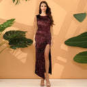 Vestido midi asimétrico de lentejuelas para mujer