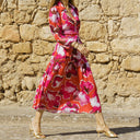 Women's Geometric Long-Sleeve A-Line Dress