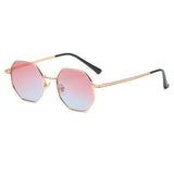 Women Retro Polygonal Metal Sunglasses