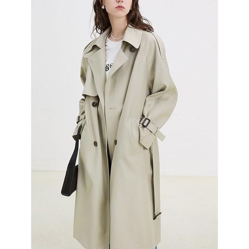 Eleganter langärmliger Trenchcoat mit gespleißtem Schnitt und Taschen