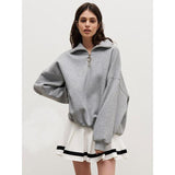 Women's Cotton Blend Oversized Zip-Up Sweatshirt