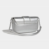 Elegante bolso de hombro y bandolera plateado para mujer