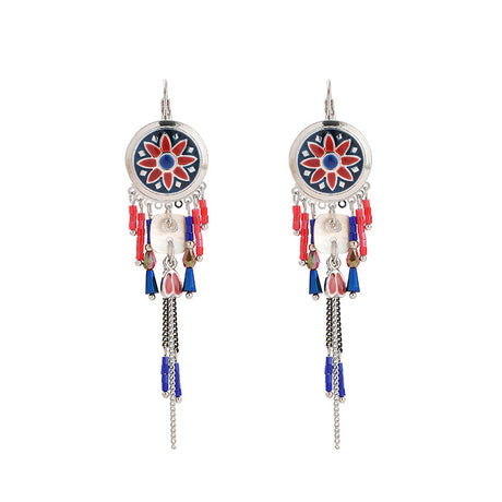 Women's Fashion Vintage Painted Dreamcatcher Earrings - Dazpy