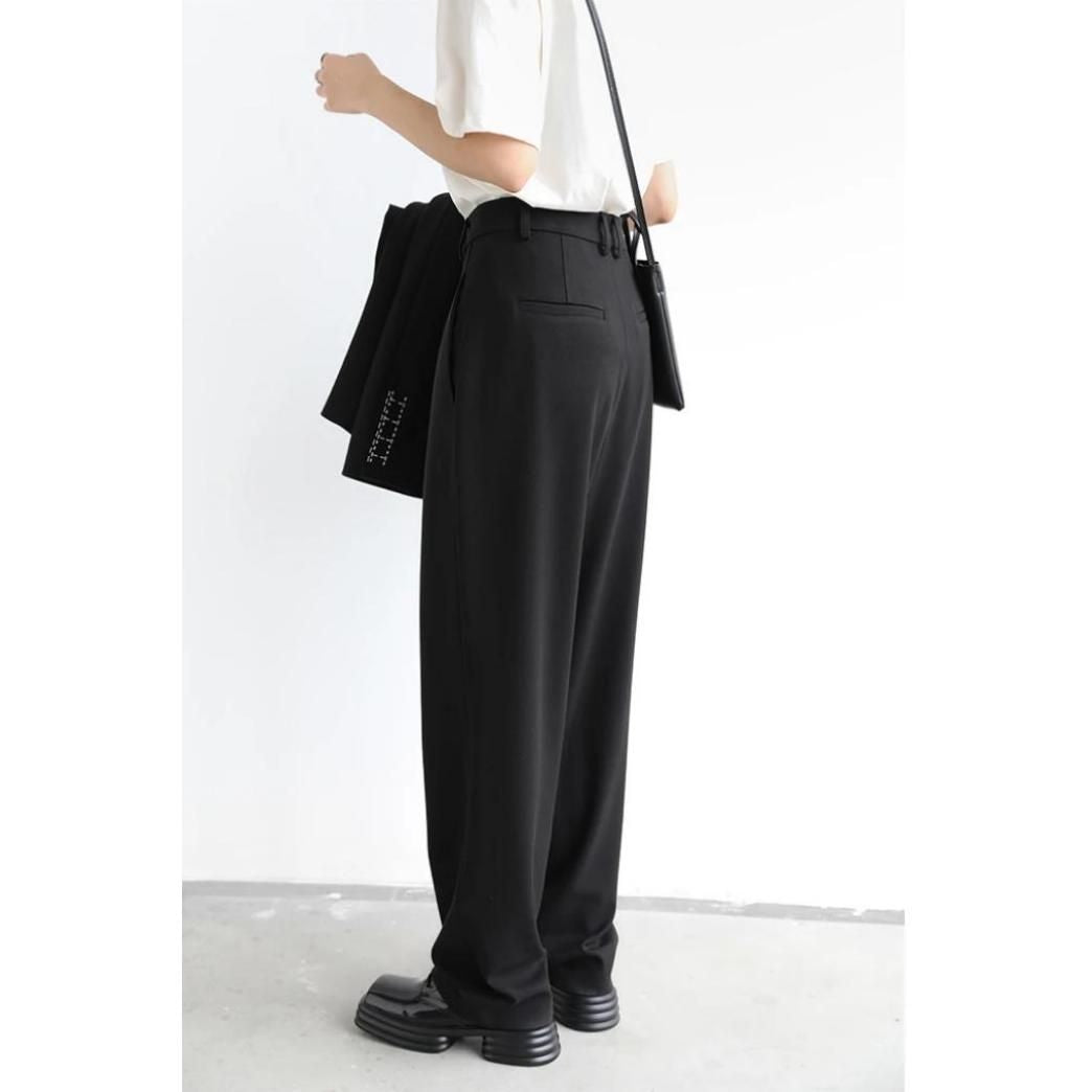 Elegant Twill Wide Leg Suit Pants for Women