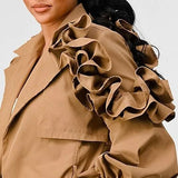 Lapel Long Sleeve Trench Coat