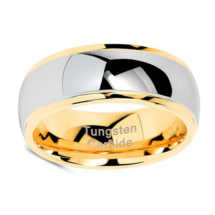 Fashion Tungsten Steel Ring Curved Line Gold - Dazpy