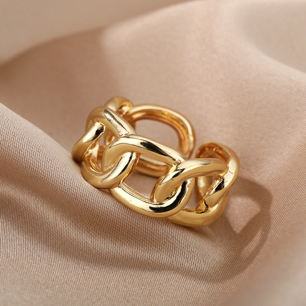 Anillo de cadena ajustable de oro para mujer