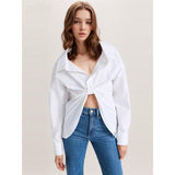 Chic Patchwork Folds Casual Loose Blouse