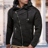 New Men's Oblique Zipper Slim-fit Long-sleeved Black With Extra Lining Sweater